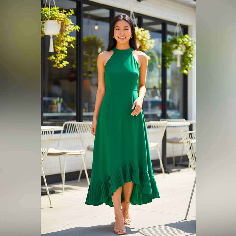 💛✨Kensie Green Halter High Low Sundress Size 14✨☀️New With Tags